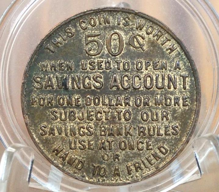 Rochester Trust Company Bank Deposit Token 50 Cents, Rochester New Hampshire - Vintage Savings Deposit Token