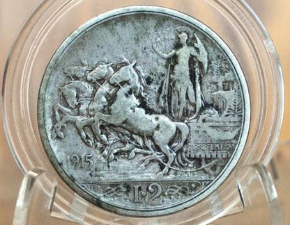 1915 Italian 2 Lire Coin, Silver, Great Condition, Victor Emmanuel III - Italy Two Lire 1915 - Kingdom of Italy