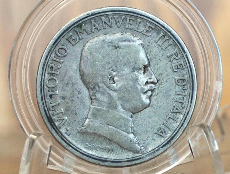 1915 Italian 2 Lire Coin, Silver, Great Condition, Victor Emmanuel III - Italy Two Lire 1915 - Kingdom of Italy