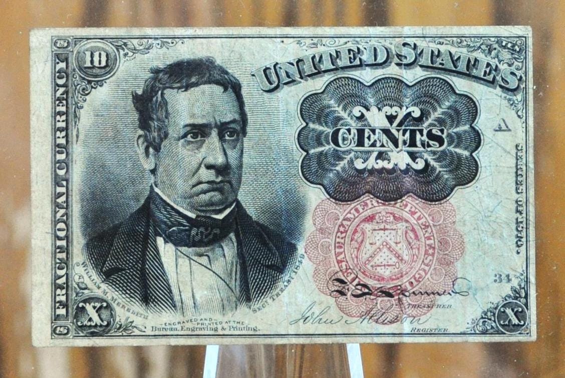 1874 5th Issue Fractional Currency 10 Cent - Choose by Grade/Condition - Long Key Seal - Fifth Issue Fractional Ten Cents Note - Fr. 1265