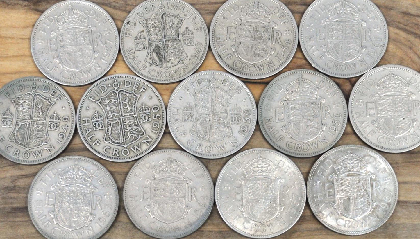 1940s Great Britain Half Crowns - King George - 1/2 Crown 1948 1949 United Kingdom HalfCrown Great for Jewelry, birthdays, gifts