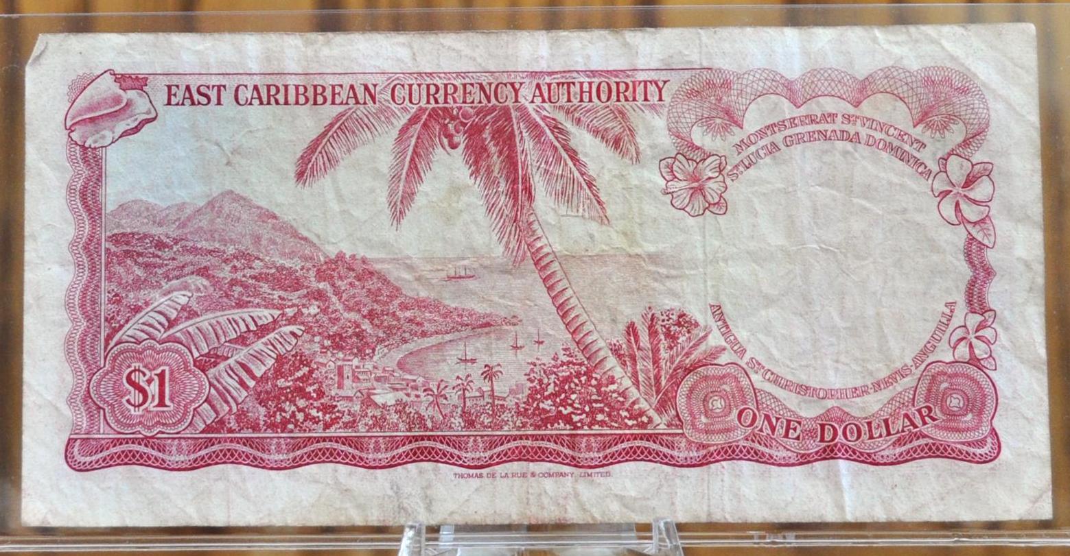 1965 East Caribbean States 1 Dollar Banknote - Grenada Type, Antigua Issue - 1965 East Caribbean British Islands 1 Dollar Note - P#13h