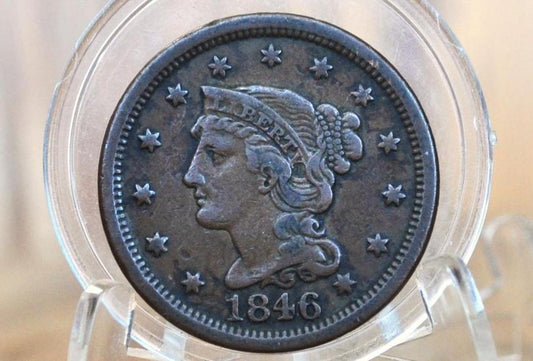 1846 Braided Hair Large Cent - VF (Very Fine) Grade/Condition - 1846 Coronet Cent - 1846 US Large Cent - Braided Hair 1839 to 1857