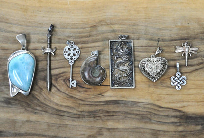 Vintage Sterling Silver Necklace Pendants! Choose by Pendant! Animal, Mythical, Religious, and so many more! Silver Pendants!