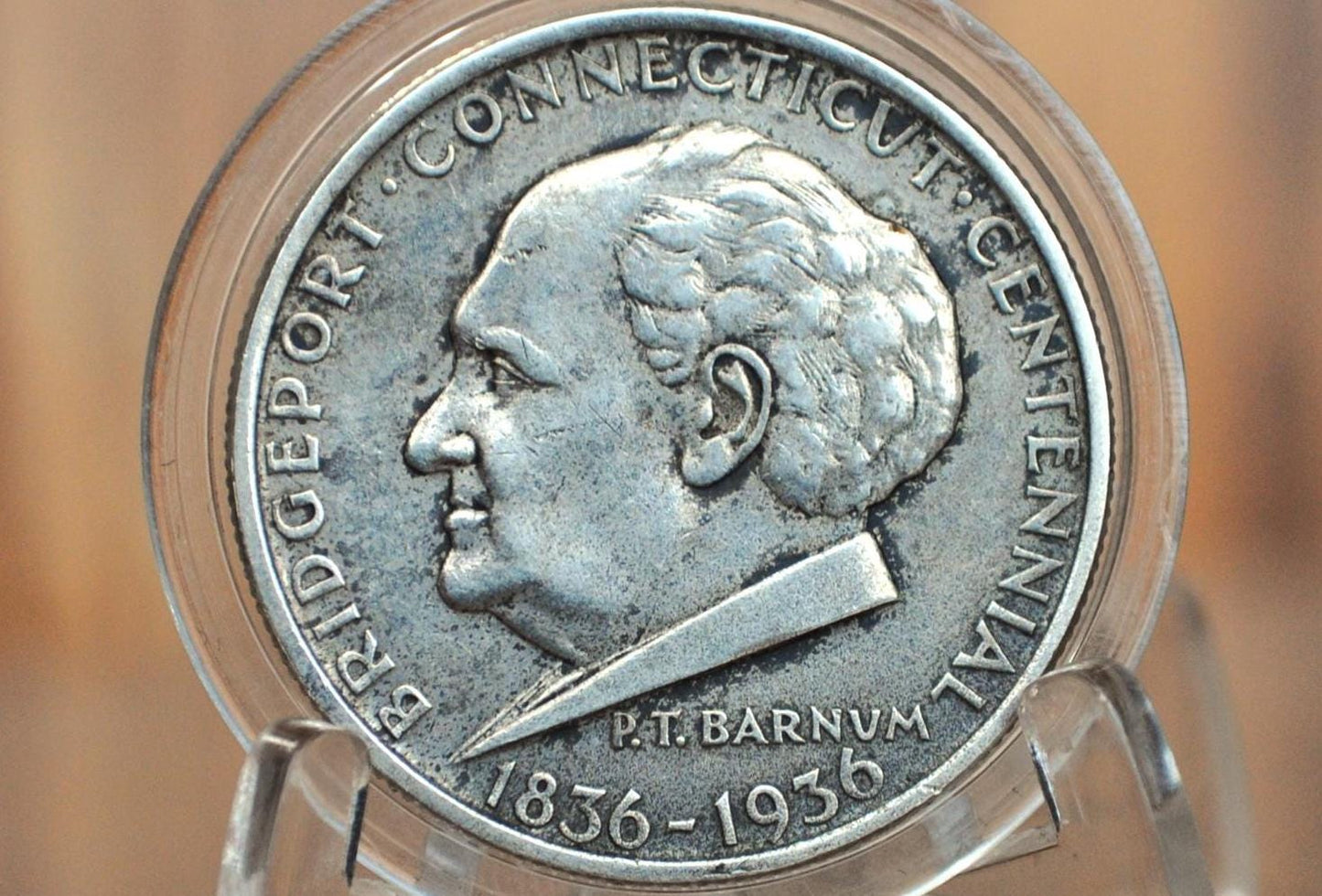 1936 Bridgeport Connecticut Centennial Commemorative Half Dollar - XF - PT Barnum Half Dollar Commemorative 1936, Classic Commemorative Half