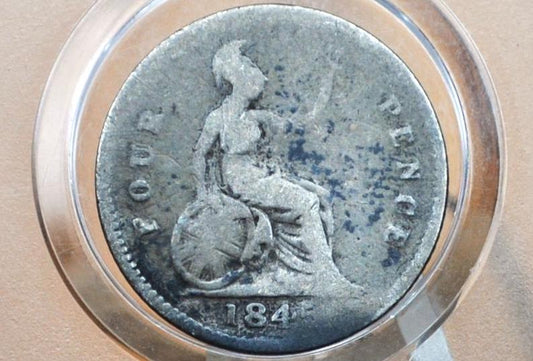 1845 Fourpence Great Britain 4 Pence Silver - G (Good) Condition - UK 4 Pence Silver 1845 - Queen Victoria / Victorian Era