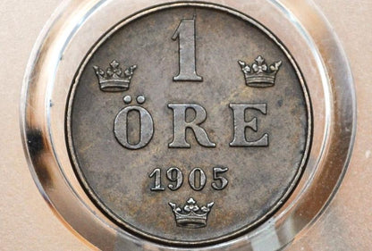 1905 Swedish 1 Ore Coin - UNCIRCULATED - 1905 Sweden One Ore, Great for Birthdays, Jewelry, Collections
