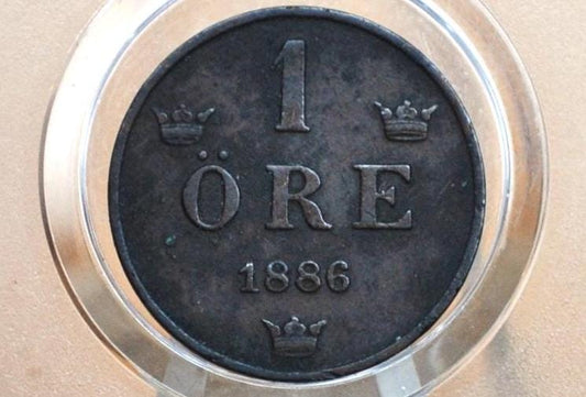 1886 Swedish 1 Ore Coin - XF - 1886 Sweden One Ore, Great for Birthdays, Jewelry, Collections - 1 Ore 1886