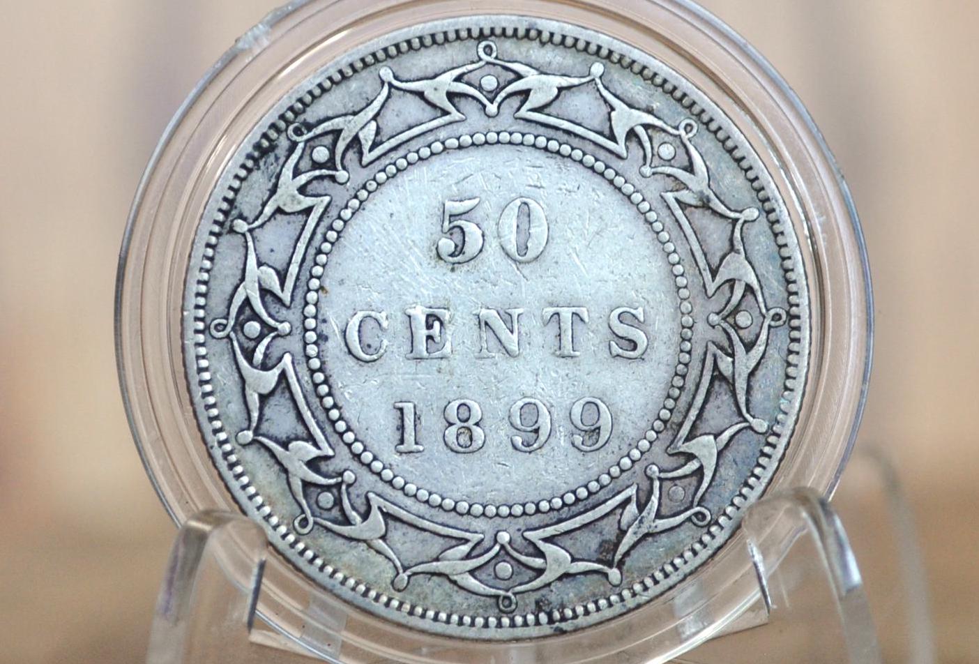 1899 Newfoundland 50 Cent Coin, Wide 99 Variety - Choice VF (Very Fine) Grade / Condition - Low Mintage, Fifty Cents Newfoundland 1899