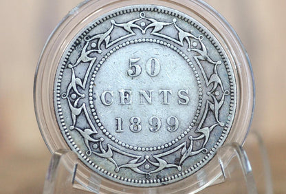 1899 Newfoundland 50 Cent Coin, Wide 99 Variety - Choice VF (Very Fine) Grade / Condition - Low Mintage, Fifty Cents Newfoundland 1899