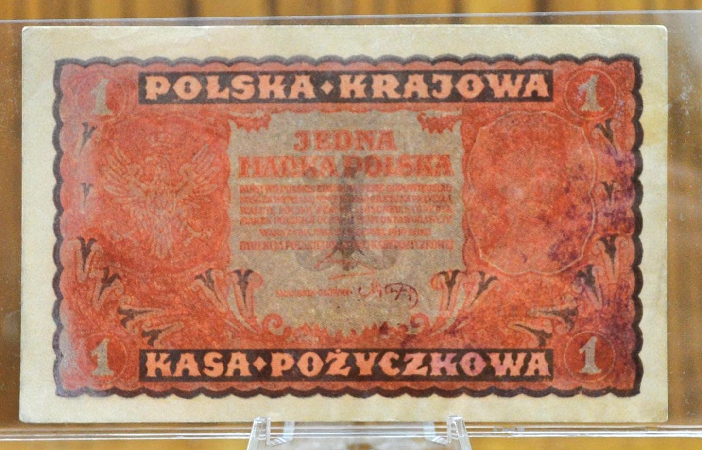 1919 Polish State Loan Bank 1 Marka Paper Note - Jadwiga Issue - Extremely Fine Grade/Condition - 1919 Poland One Marka Banknote - P#23