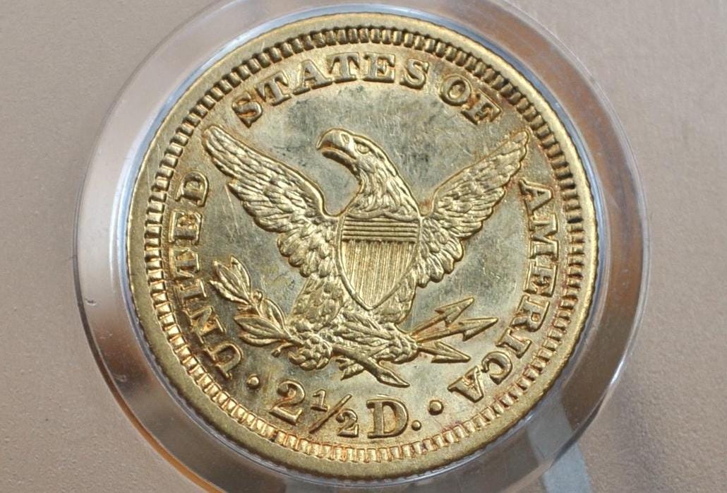 1904 Quarter Eagle Gold - MS63, Choice Uncirculated, Two and a Half Dollar Gold 1904 Liberty Head Gold, Beautiful Luster, Historic Coin Type