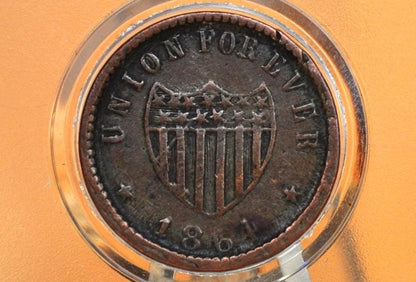 1864 Civil War Token - Union For Ever - XF (Extremely Fine) Condition - Indian Head 1864 Civil War Tokens