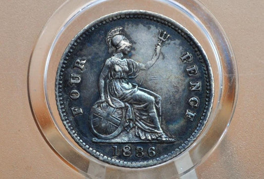 1836 Fourpence Great Britain 4 Pence Silver - AU (About Uncirculated) - UK 4 Pence Silver 1836 - Awesome Coin