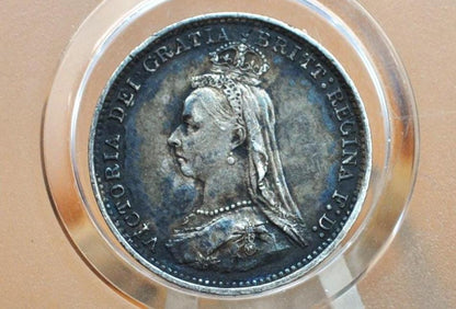 1889 UK Threepence Great Britain 3 Pence Silver - XF+ Grade / Condition - UK 3 Pence Silver 1889 - Queen Victoria / Victorian Era