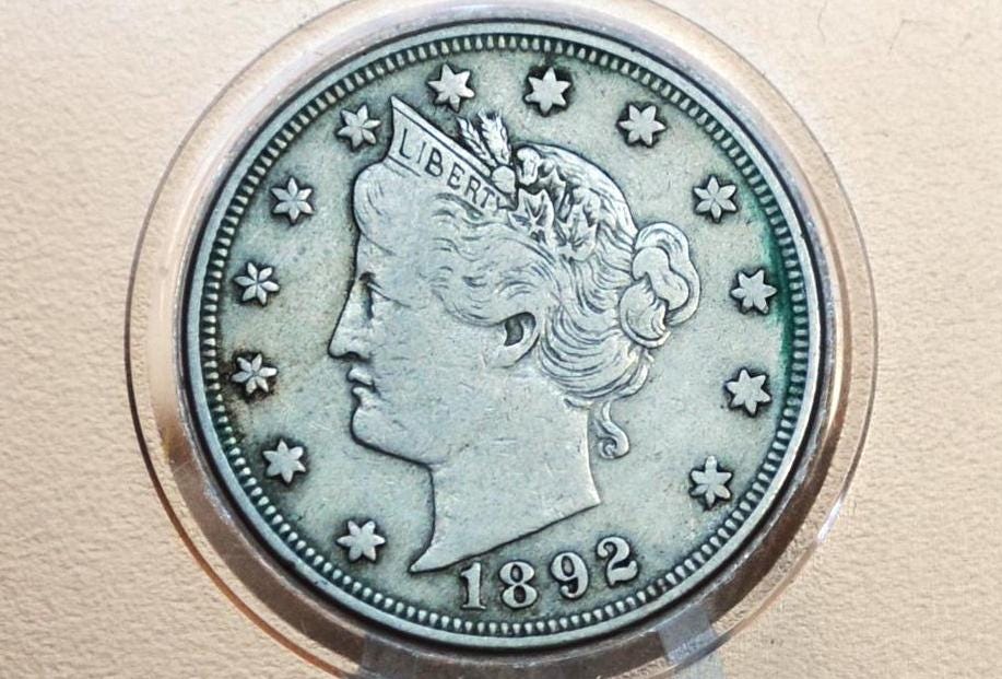 1892 V Nickel - AG (About Good) Grade - 1892 Liberty Head Nickel - Better Date - Nickel Collection