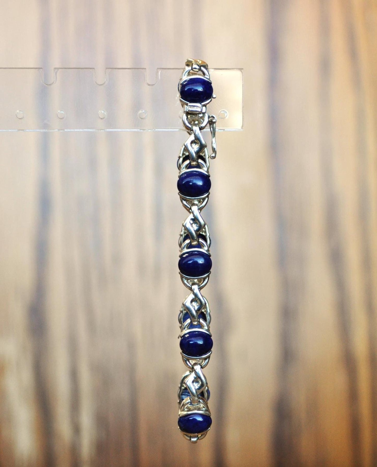 Vintage Michelle Albala Sterling Silver Lapis Tennis Bracelet - Stunning Hong Kong Stamped Sterling 925 Michelle Albala Lapis Bracelet