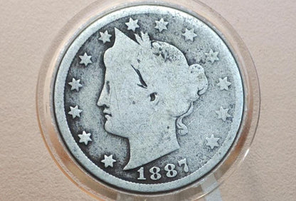 1887 Liberty Head Nickel - Choose by Grade - Semi-Key Date - 1887 V Nickel - Philadelphia Mint - 1887 Nickel - V Nickel Key Date