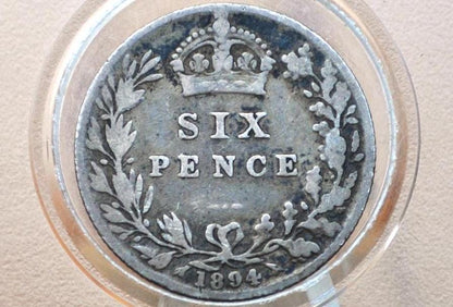 1894 Silver Sixpence Great Britain - Great Condition - Queen Victoria - Sterling Silver 6 Pence - 1894 Six pence 6 Pence, Authentic