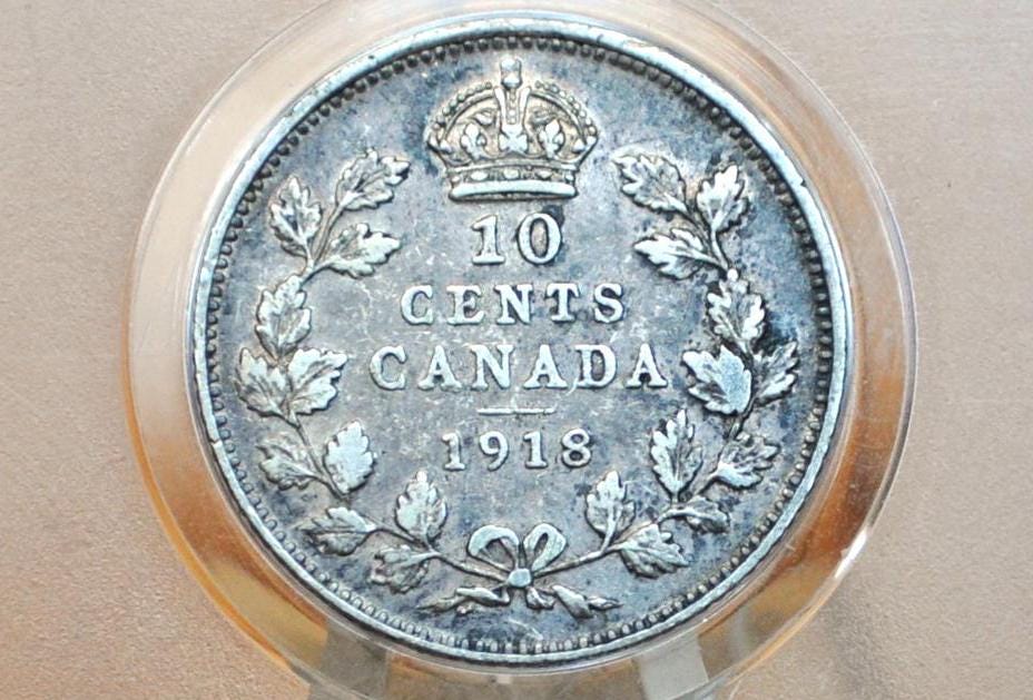 1918 Canadian Ten Cent - VF (Very Fine) Grade / Condition - King George V - 10 Cent Canada 1918 Cent - 1918 Canada Dime