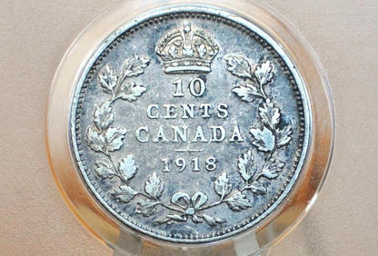 1918 Canadian Ten Cent - VF (Very Fine) Grade / Condition - King George V - 10 Cent Canada 1918 Cent - 1918 Canada Dime