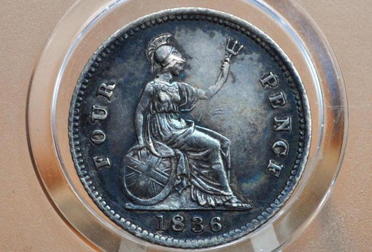 1836 Fourpence Great Britain 4 Pence Silver - AU (About Uncirculated) - UK 4 Pence Silver 1836 - Awesome Coin
