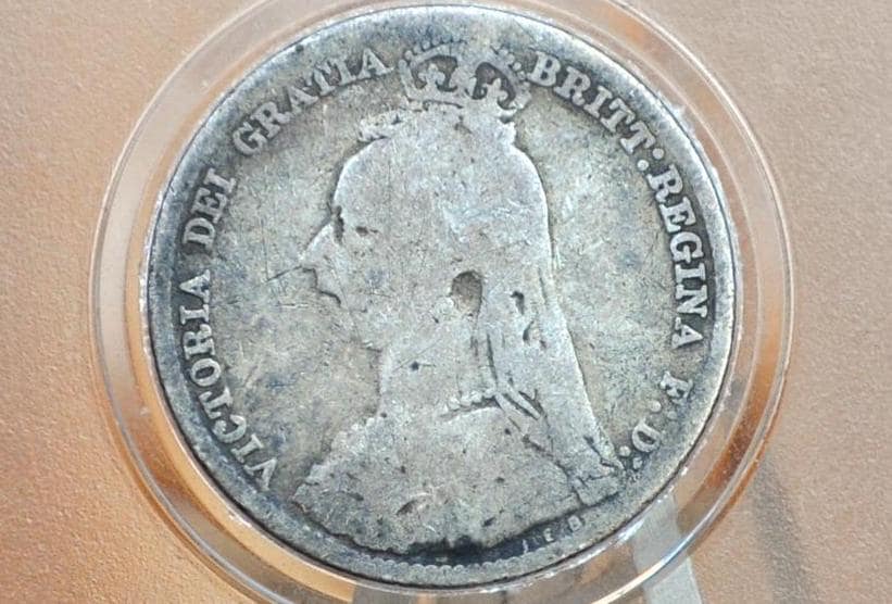 1892 Sixpence Great Britain - Good Condition, Silver - Queen Victoria - Sterling Silver 6 Pence - 1892 Six pence 1892 6 Pence