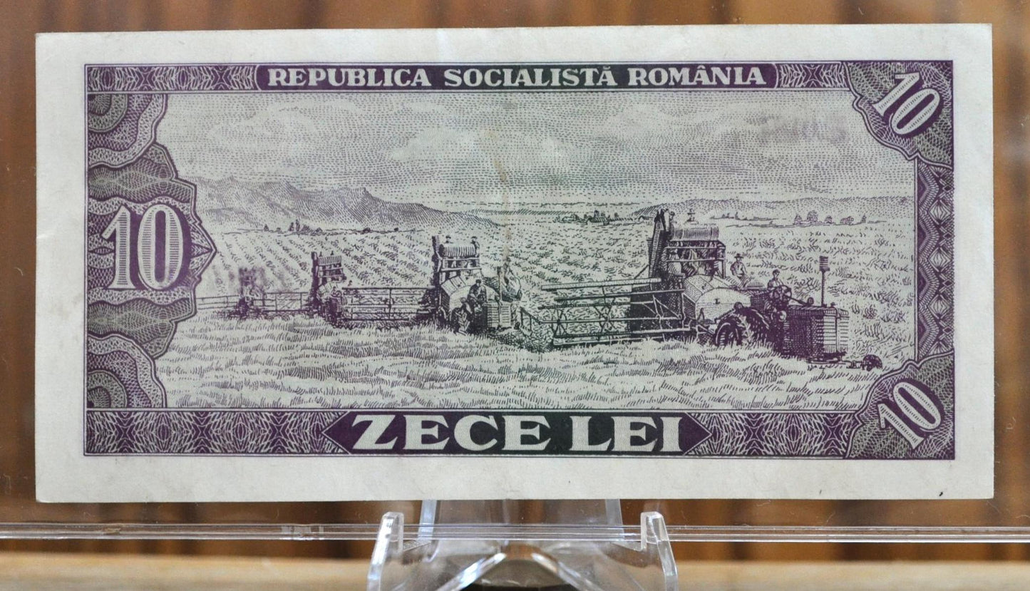 1966 Socialist Republic of Romania 10 Lei Note - Choice of Grade/Condition - Wide Serial Number Type - 1966 Romania Ten Lei Banknote - P#94