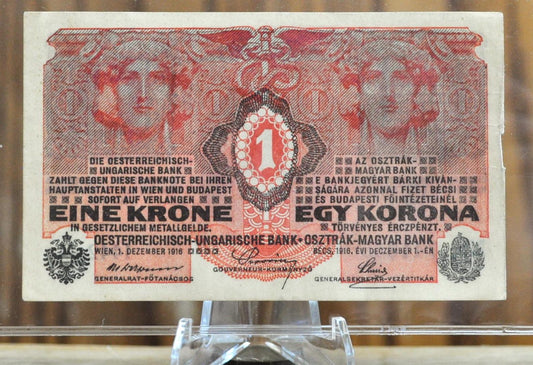 1916 Austria-Hungry 1 Krone Note - World War 1 Austria-Hungry Note - 8 Languages Issue - 1916 Austria-Hungry One Krone Note - P#20