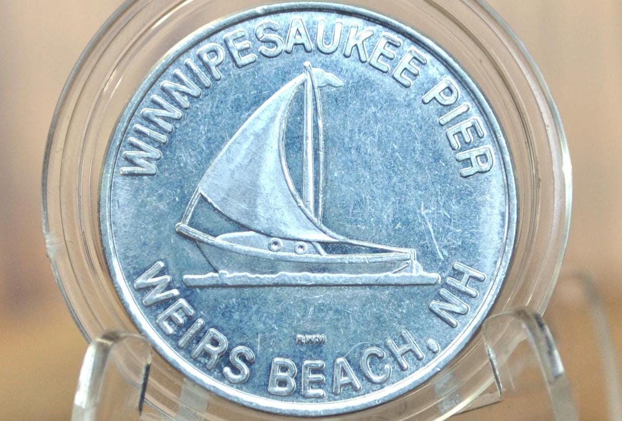 Old Weirs Beach Token Lake Winnipesaukee - Vintage NH Token - Aluminum, Winnipesaukee NH, Laconia NH