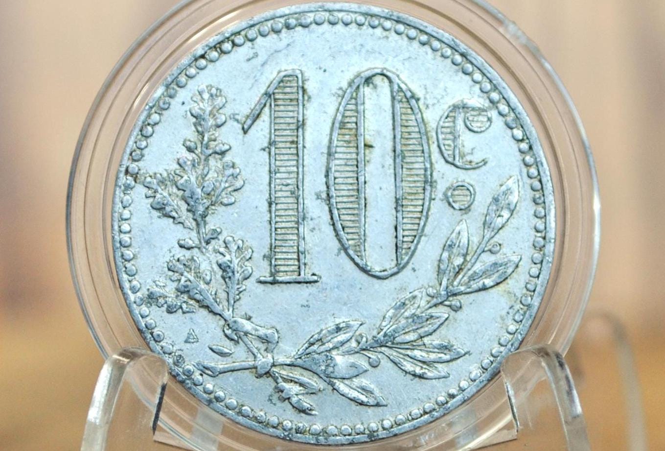 1916 Algeria 10 Centimes - Very Rare Coin - Aluminum, Chambre De Commerce D'Alger 1916 10 C - AU - 1916 Without J. Bory