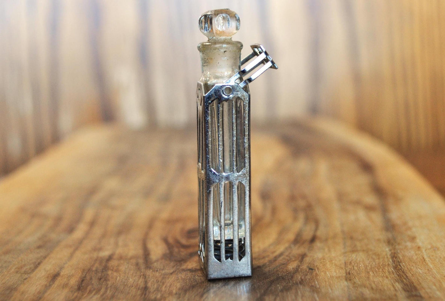 Antique Silver Perfume Bottle - Sterling Silver and Glass, Spring Loaded - Antique Sterling Perfume Flasks