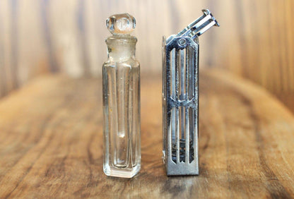 Antique Silver Perfume Bottle - Sterling Silver and Glass, Spring Loaded - Antique Sterling Perfume Flasks