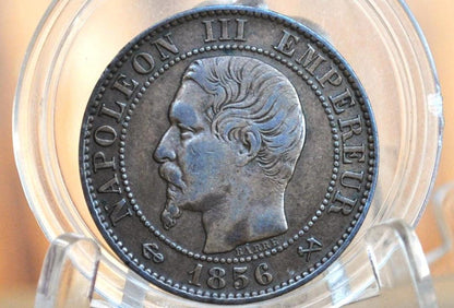 1856-B 5 Centimes France - XF Grade/Condition - Cinq Centimes 1856B France, Napoleon III - Better Date, Lower Mintage, High Grade, Authentic