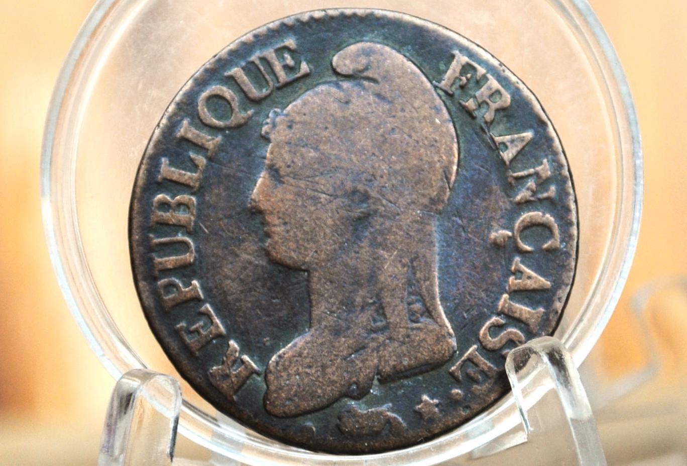 1796 Year 5 Dupre Republic of France 5 Centimes - Revolutionary Coins of France - Alexandre Roëttiers de Montaleau, Monnaie de Paris