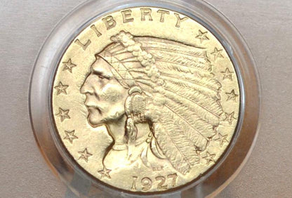 1927 2.5 Dollar Gold Coin - Uncirculated, Lustrous Coin - 1927 Quarter Eagle Gold 1927 Indian Head Gold, Affordable Price, Historic Coin