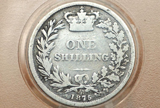 1875 Great Britain Silver 1 Shilling UK One Shilling 1875 - VG+ Very Good Grade - Queen Victoria - 1 Shilling 1875 Silver - Silver Shilling