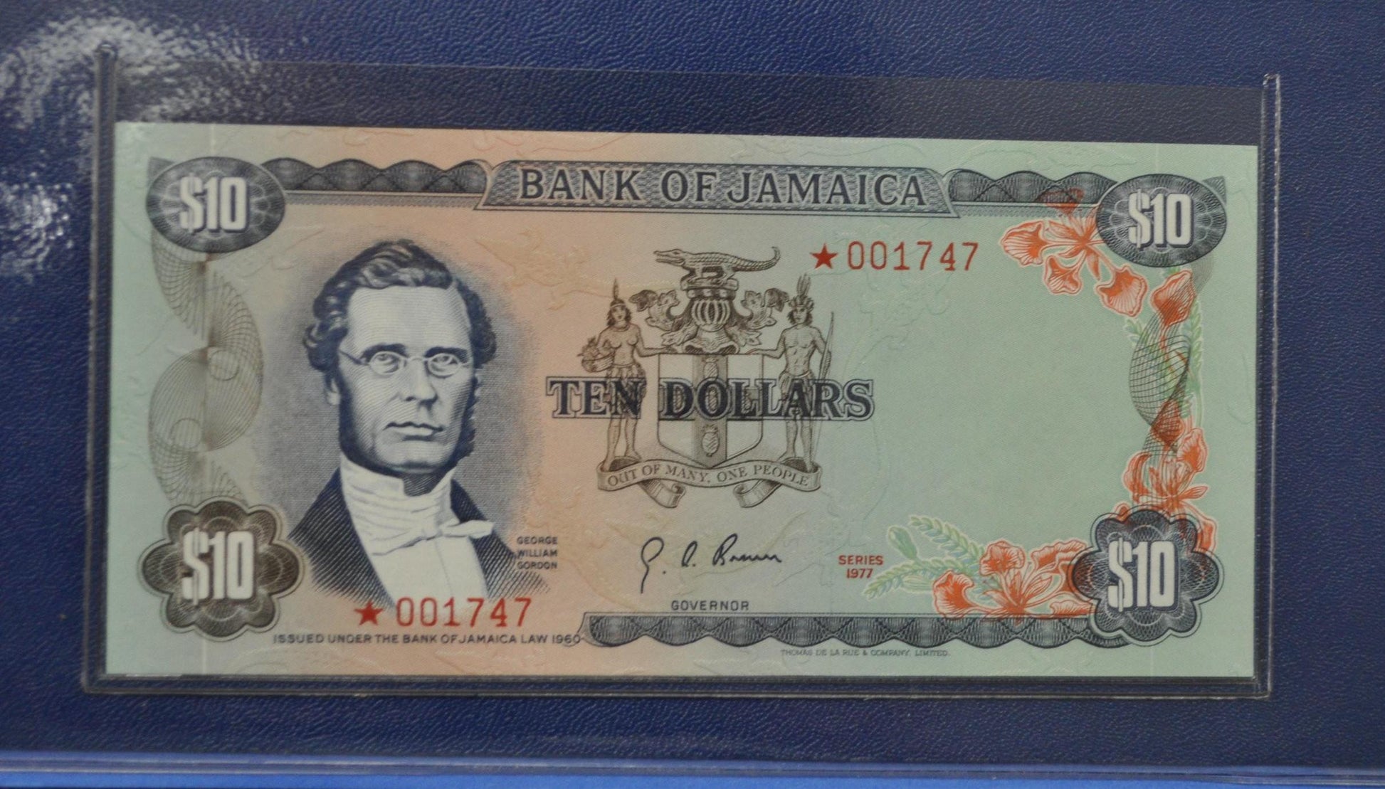 1977 Bank of Jamaica Star Note Collectors Set - Serial Number 1747 - 1, 2, 5, 10 Dollar Notes - 1977 Jamaican Star Note Collectors Book