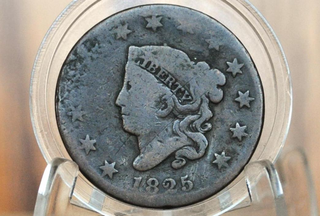 1825 Matron Head Large Cent - G (Good), Better Date! - 1825 Liberty Head Cent - 1825 US Large Cent - Matron Head 1816 to 1835