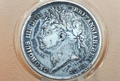 1825 Great Britain Silver 1 Shilling UK One Shilling 1825 - XF -Laureate Head, Rare George III 1 Shilling 1825 Silver, Excellent Detail