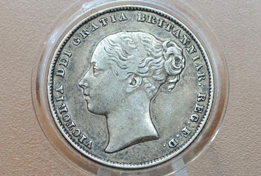 1865 Great Britain Silver 1 Shilling UK One Shilling 1865 - XF Grade - Queen Victoria - 1 Shilling 1865 Sterling Shilling UK, Die Number 108