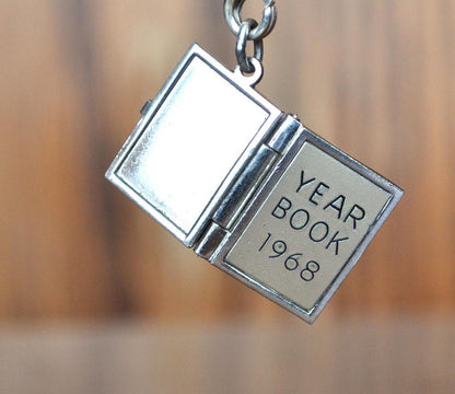 Vintage Wells Sterling 1968 Yearbook Locket - Vintage Yearbook Graduation Charm - Vintage Locket Charm Wells Sterling Silver