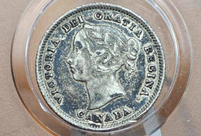 1891 Canadian Silver 5 Cent Coin - XF - Queen Victoria - Canada 5 Cent Sterling Silver 1891 Canada