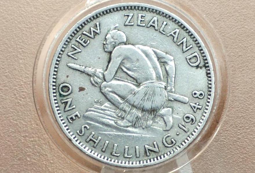 1934 New Zealand Silver Shilling - Great Condition, XF+ - 50% Silver - 1934 New Zealand One Shilling