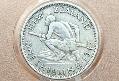 1934 New Zealand Silver Shilling - Great Condition, XF+ - 50% Silver - 1934 New Zealand One Shilling