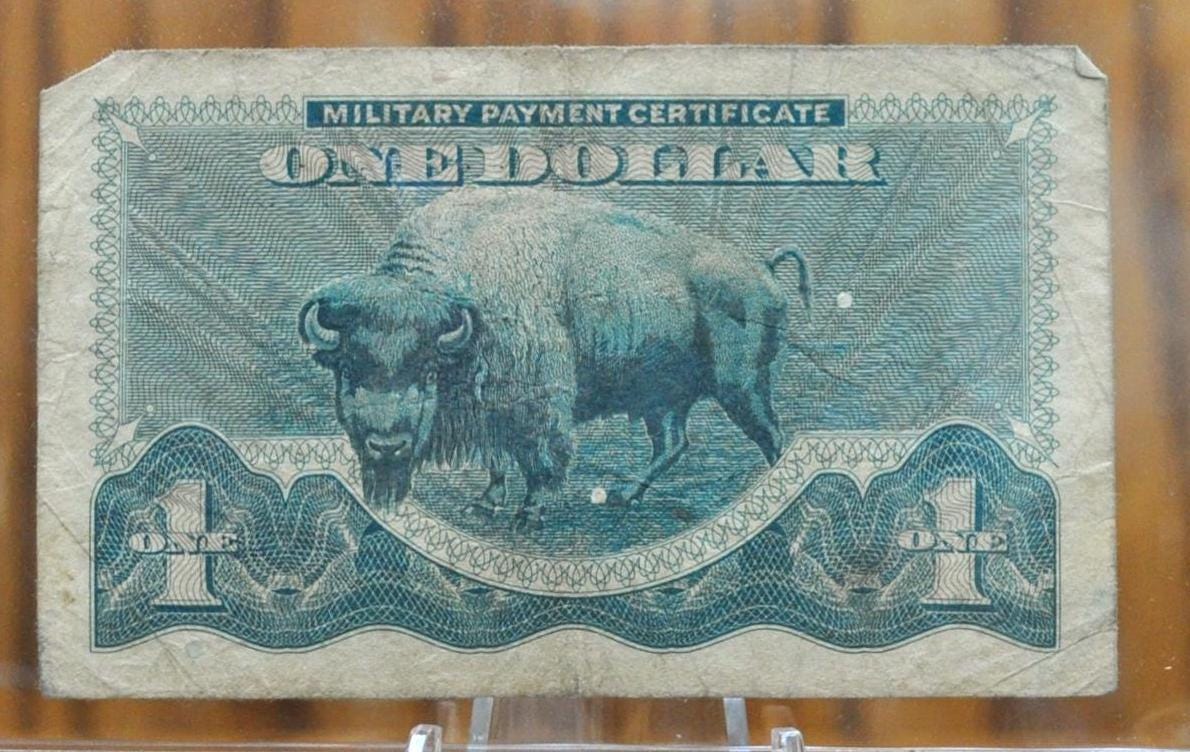 1970 U.S. Military 1 Dollar Payment Certificate - Series 692 - Buffalo Reverse Issue - 1970 United States Military One Dollar Note - P#M95