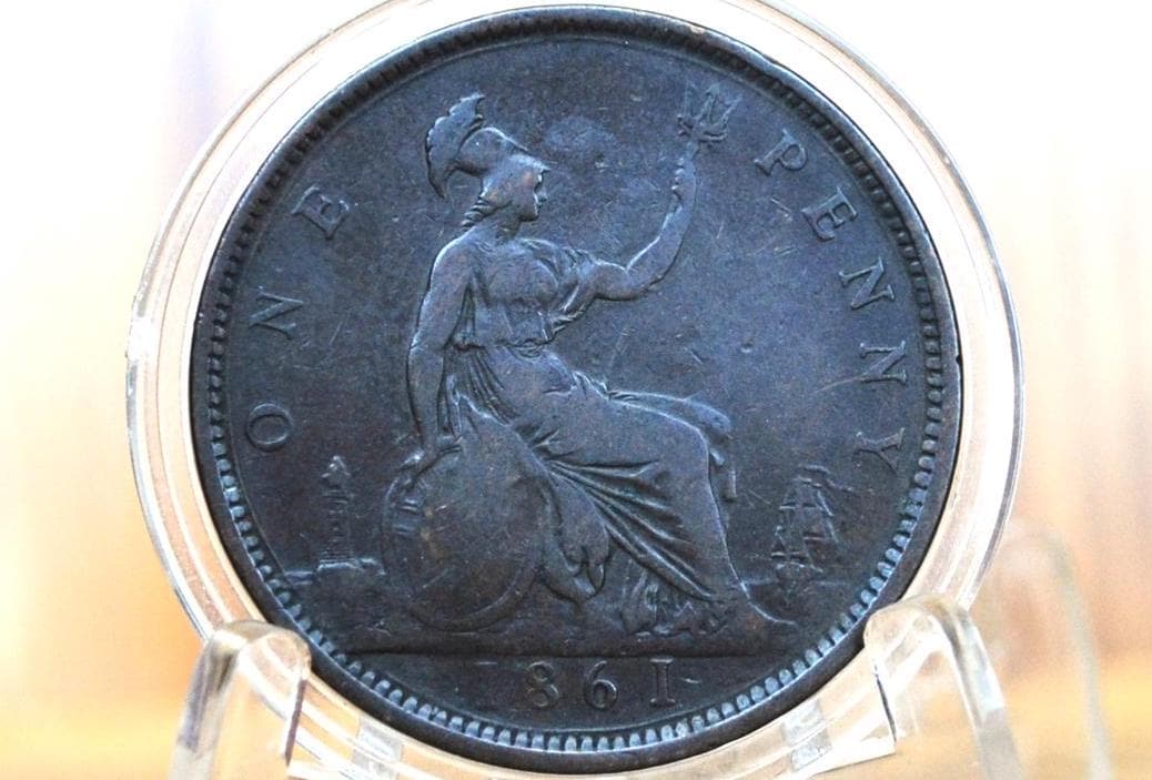 1861 Great Britain One Penny - VF (Very Fine) Grade/Condition - UK Penny 1861 England 1 Cent - Queen Victoria - Bronze, High Grade