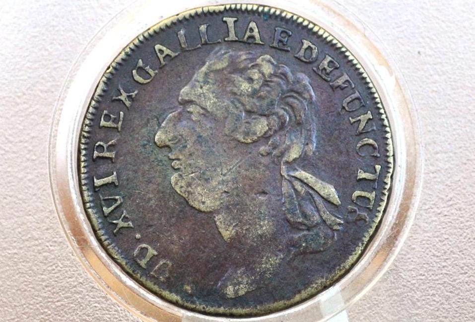 The Martyr King, 1793 French Jetton - Louis XVI Le Roi Martyr 1793, Death of Louis XVI - French Token Coin From the French Revolution