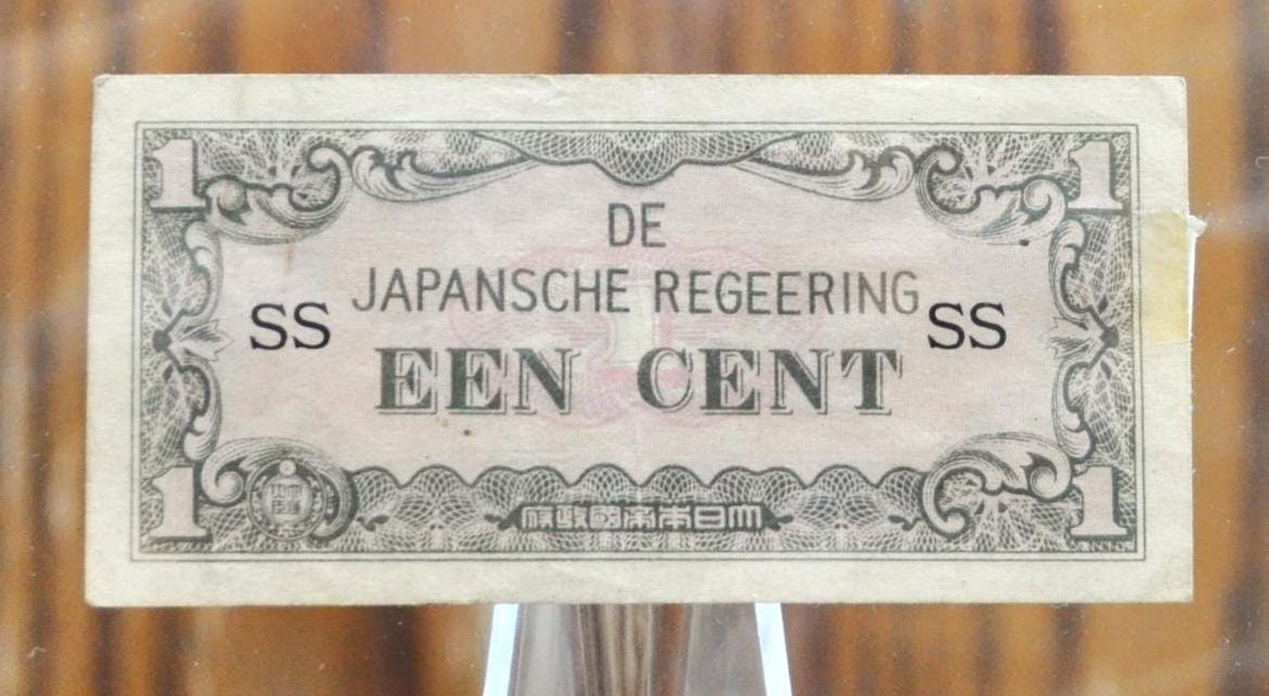 1942 Japan Netherlands Indies 1 Cent Note - WWII Occupied Dutch Indies - Two Letters - 1942 Japanese Dutch Indies One Cent Note, P#119a