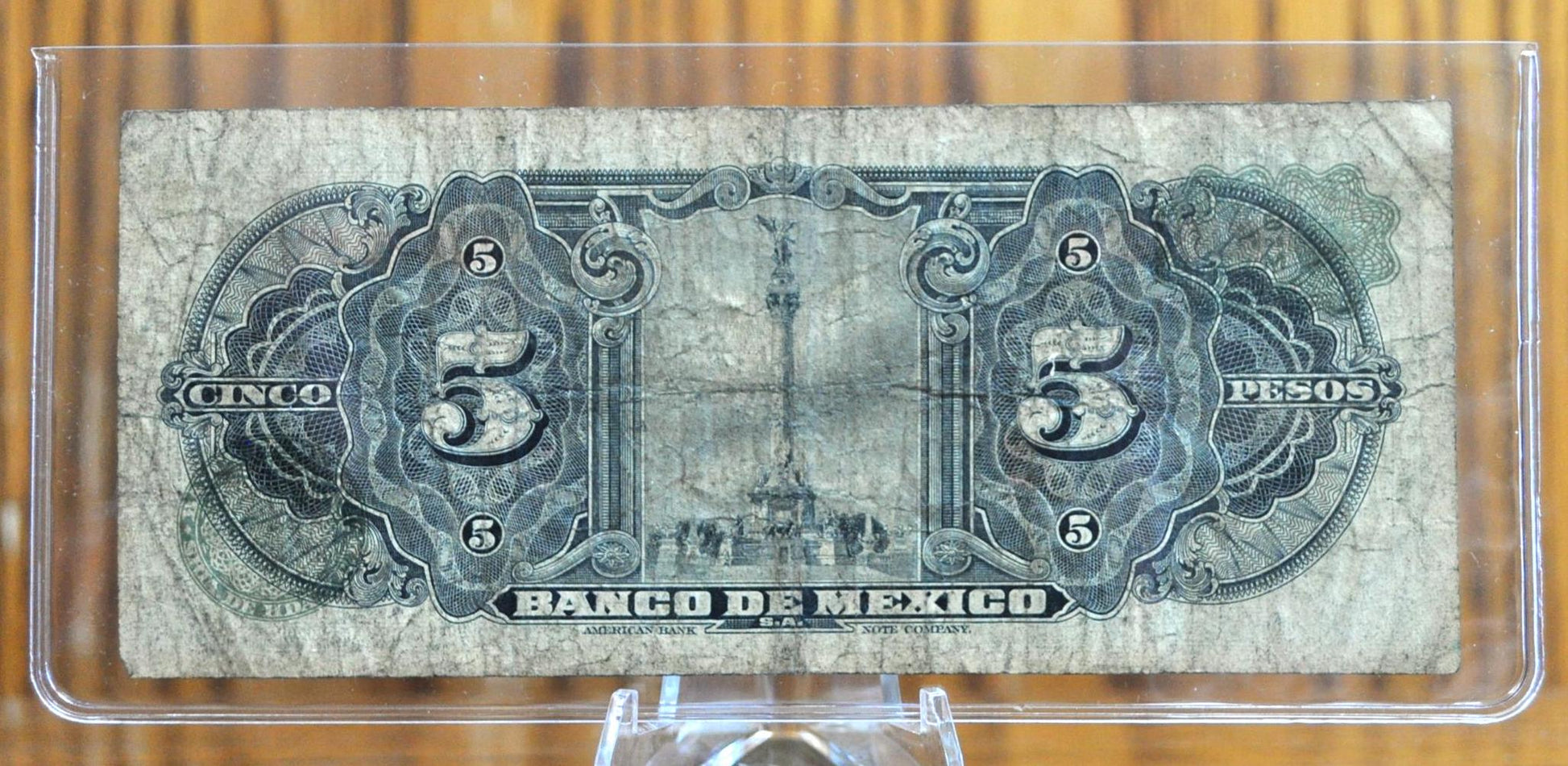 1961 Bank of Mexico 5 Pesos Bank Note - Series LO - VF Grade/Condition - 8.11.1961 - 1961 Mexico Five Peso Banknote - P#60g